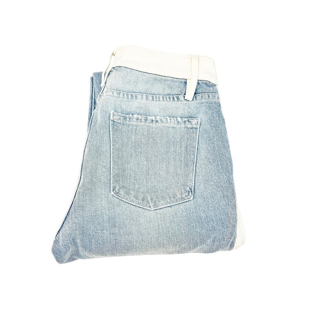 Frame Le Crop Mini Boot LCMBIBR439  Olin Two-Tone Denim Jeans Raw Hem Size 25